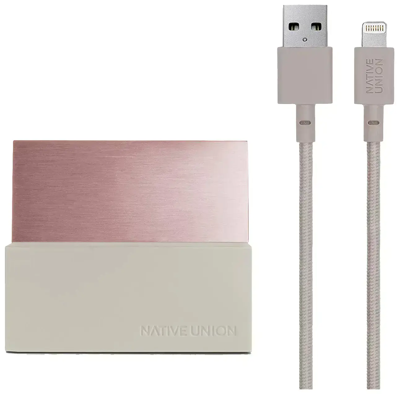 Док-станция NATIVE UNION Dock+ Lightning Stone/ Rose Gold (DOCK+-IP-CABLE-STO)